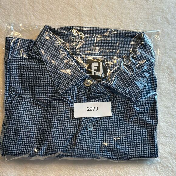 FootJoy FJ Mens Blue Print Golf Polo Shirt Sz 2XL Logo Augusta Country Club 1899 - Picture 8 of 8